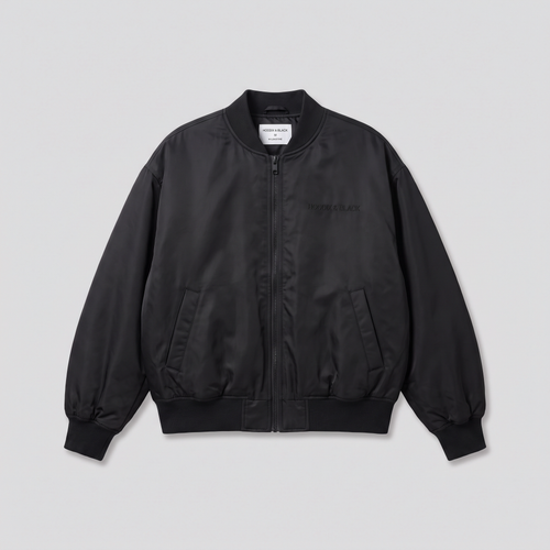 Bomber oversize, noir, vue de face — HOODIX & BLACK