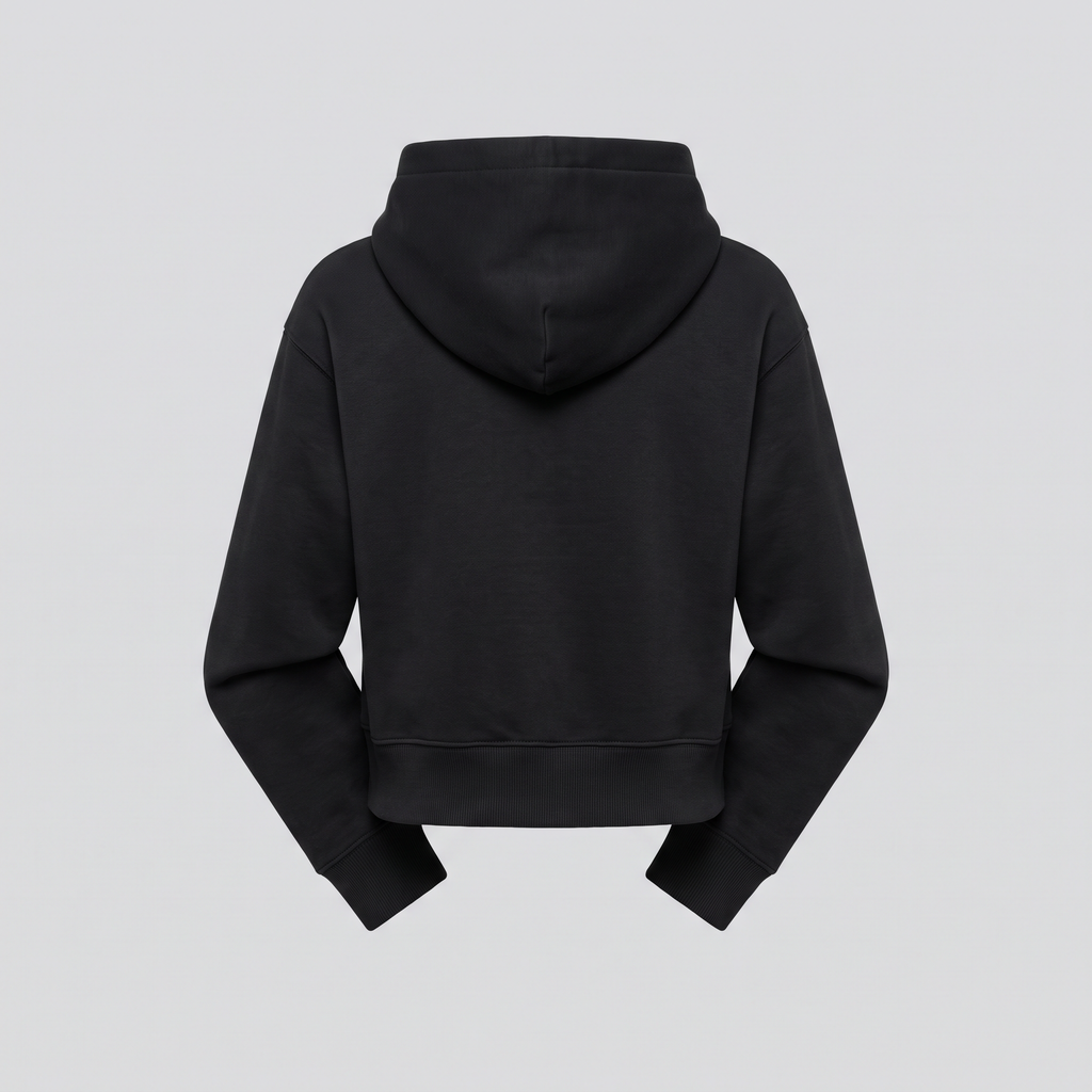 Hoodie court, noir, vue de dos — HOODIX & BLACK