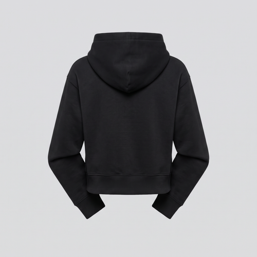 Hoodie court, noir, vue de dos — HOODIX & BLACK