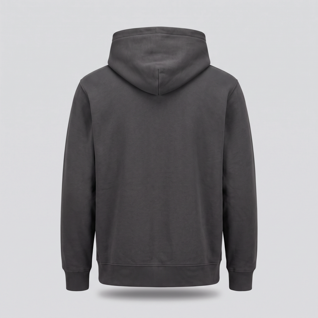 Hoodie zippé lourd, charbon, vue de dos — HOODIX & BLACK