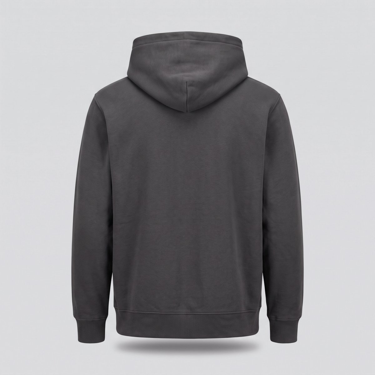 Hoodie zippé lourd, charbon, vue de dos — HOODIX & BLACK