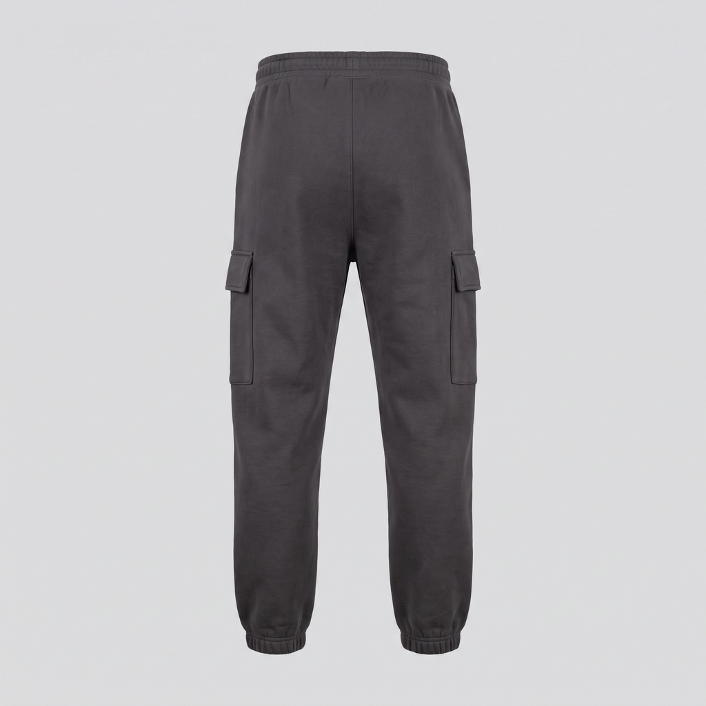 Jogging cargo, charbon, vue de dos — HOODIX & BLACK