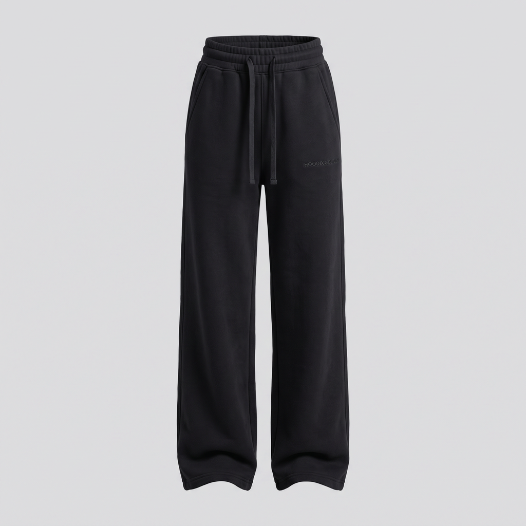 Jogging large, noir, vue de face — HOODIX & BLACK