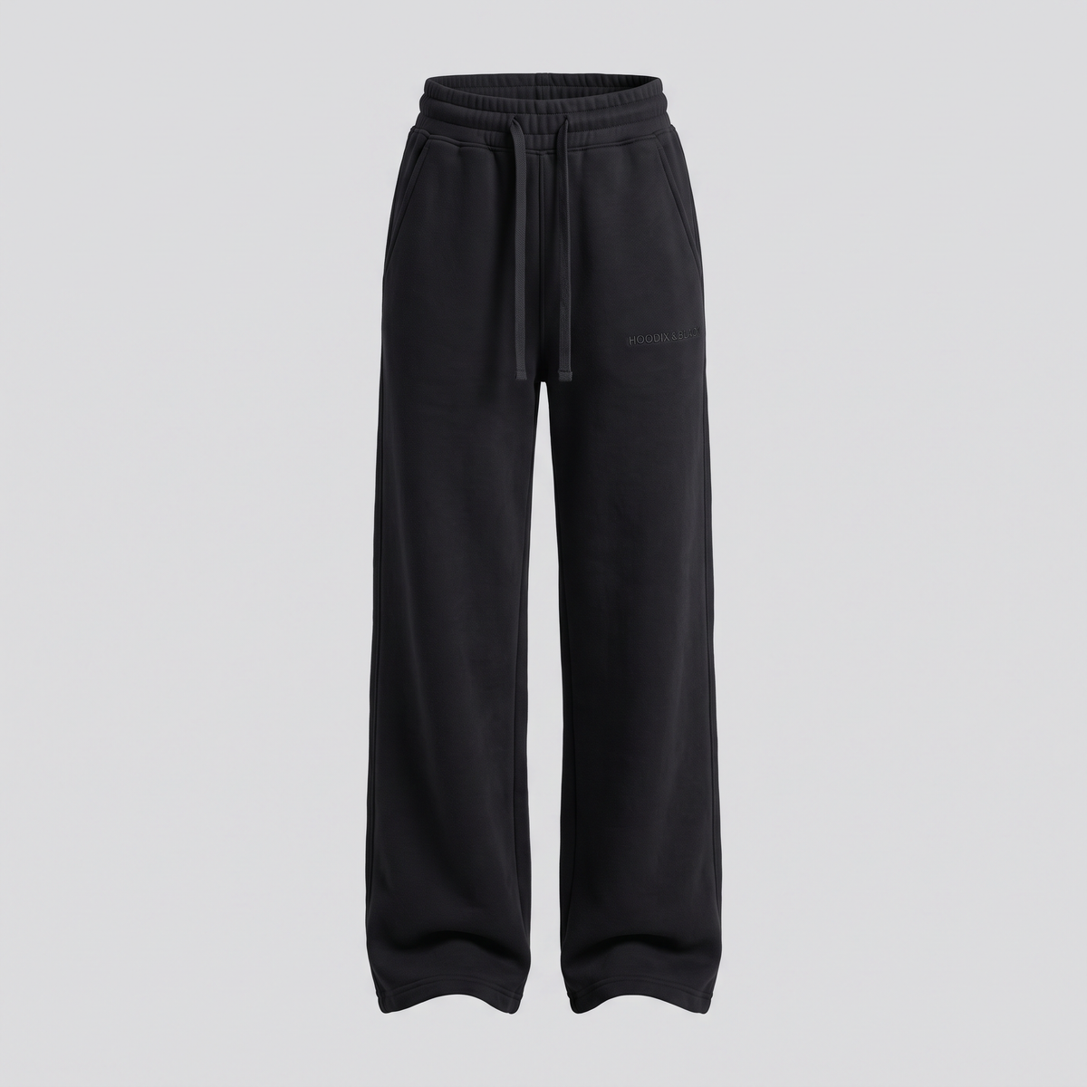 Jogging large, noir, vue de face — HOODIX & BLACK