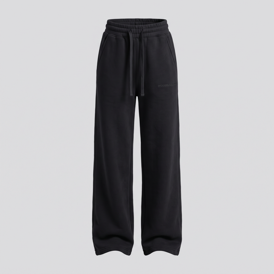 Jogging large, noir, vue de face — HOODIX & BLACK