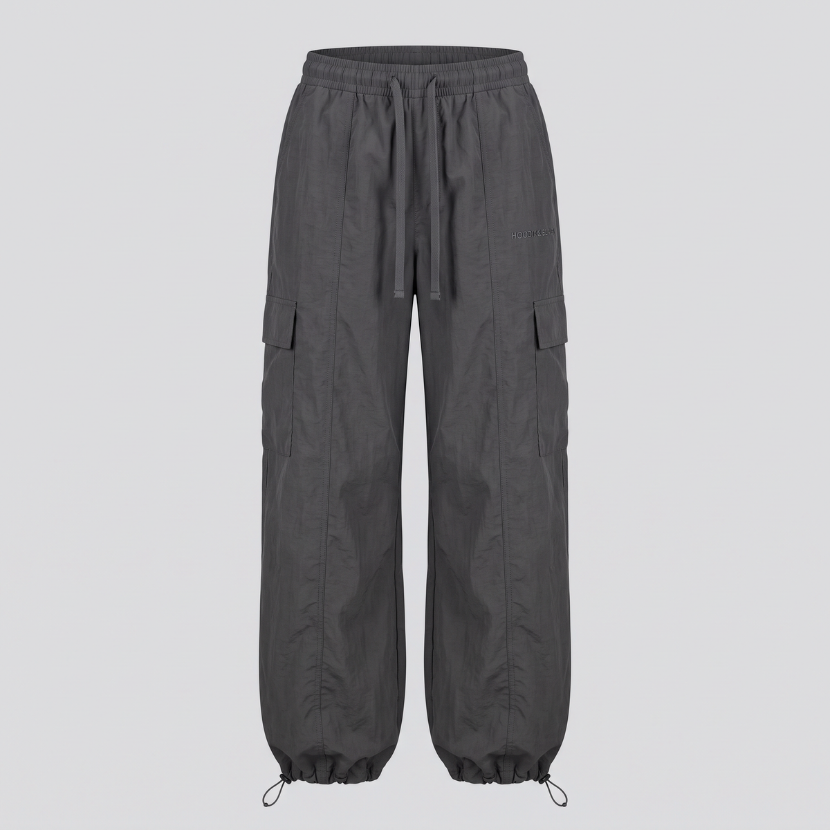Pantalon parachute, anthracite, vue de face — HOODIX & BLACK