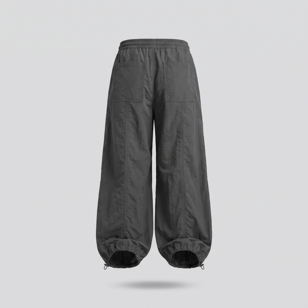 Pantalon parachute, anthracite, vue de dos — HOODIX & BLACK