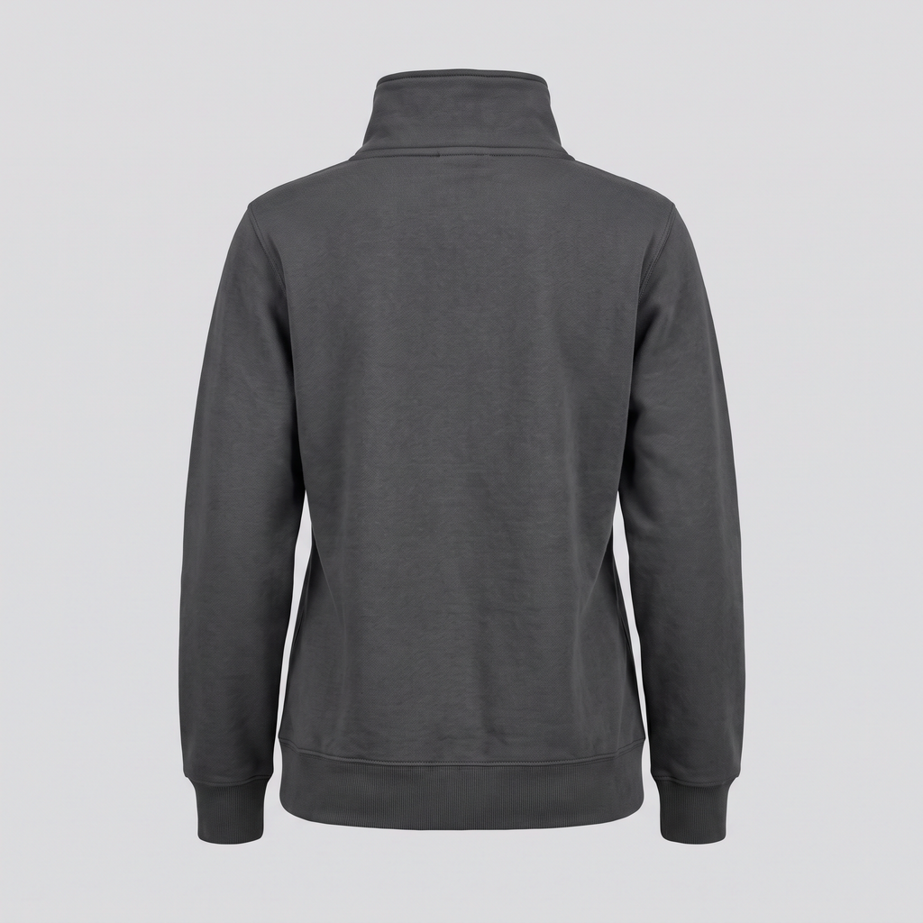 Sweat col cheminée zippé, anthracite, vue de dos — HOODIX & BLACK