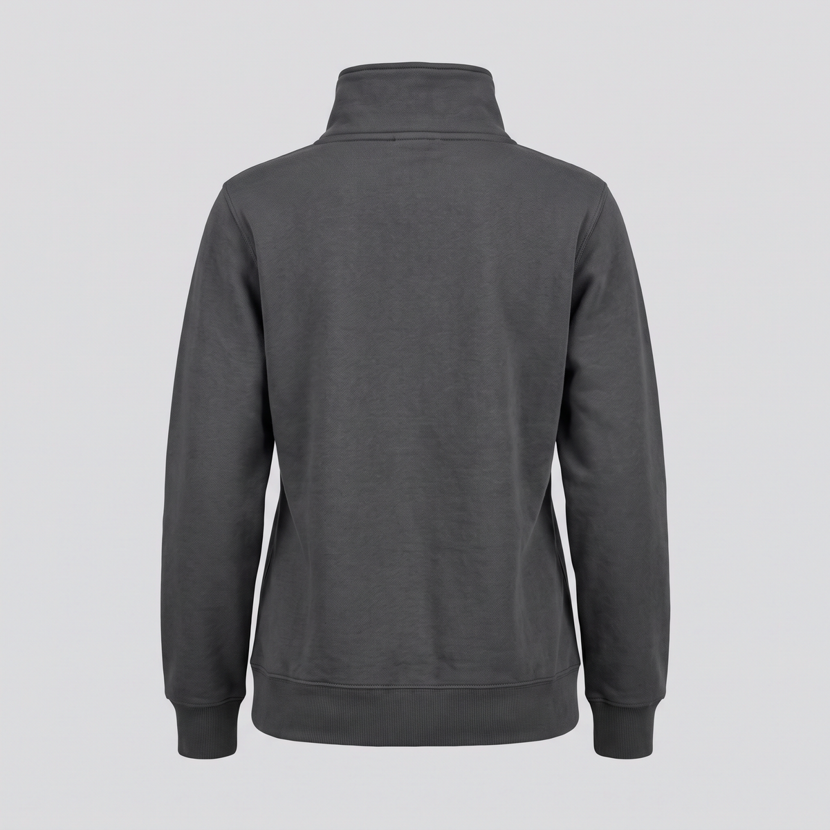 Sweat col cheminée zippé, anthracite, vue de dos — HOODIX & BLACK