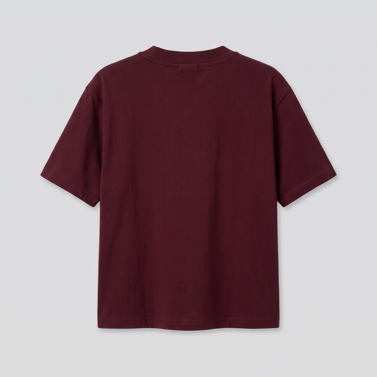 T-shirt boxy épais, lie-de-vin, vue de dos — HOODIX & BLACK