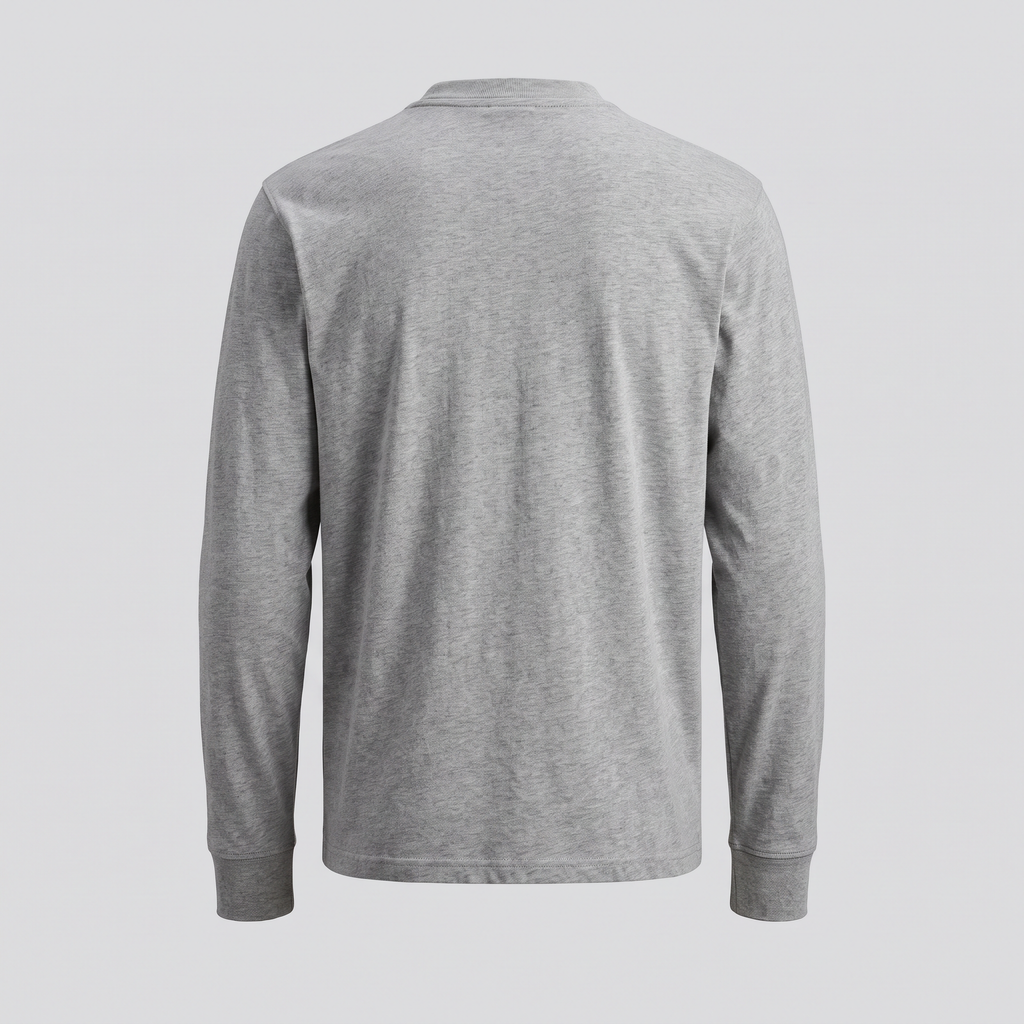 T-shirt manches longues, gris chiné, vue de dos — HOODIX & BLACK